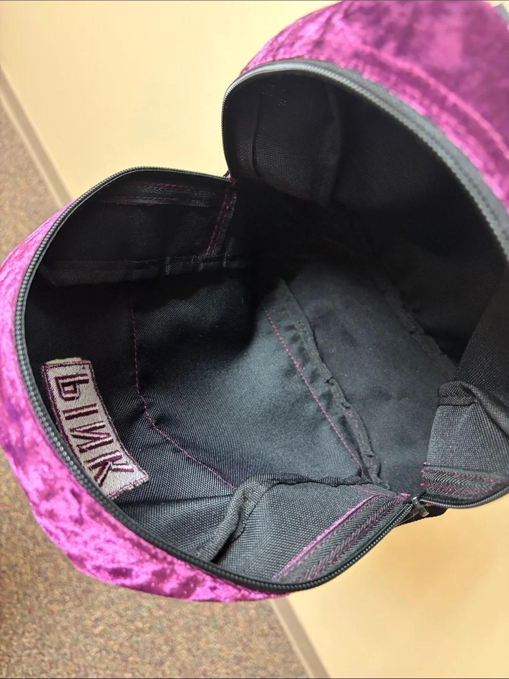 PINK Victoria's Secret Plush Velvet Mini Backpack in Magenta
